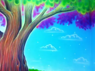 Funky planet magic fairy tree close up